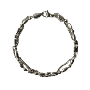 圆珠双链手链纯银双层叠戴拼接个性轻奢小众设计高级磨砂肌理饰品