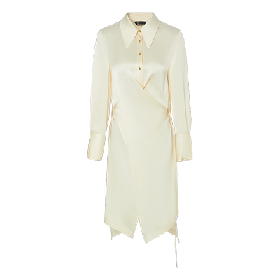 IDPAN通勤开叉系带长款衬衫