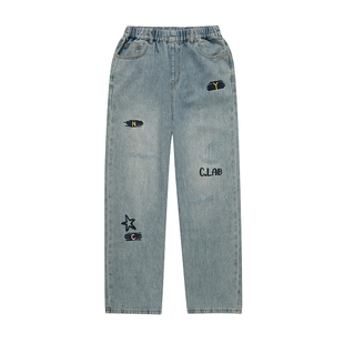 COCOTREE棵棵树少女长裤秋季女大童初中生牛仔裤阔腿裤工装裤