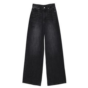 Carolingian时髦随性B入!长绒棉大廓形牛仔裤高妹长腿阔腿裤