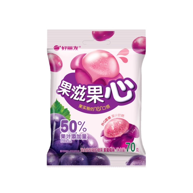 好丽友果滋果心水果汁夹心软糖