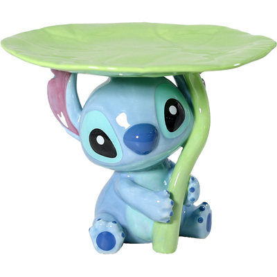 enesco荷叶下的史迪奇陶瓷摆件