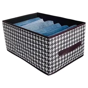 衣服收纳箱千鸟格家用衣柜分层整理收纳神器放衣物布艺折叠收纳筐