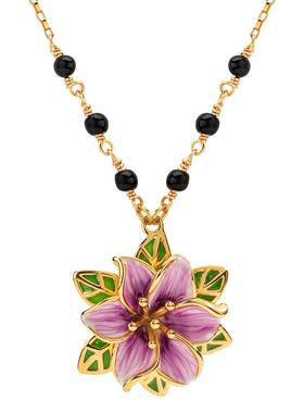 紫色桔梗花项链女手工珐琅花朵