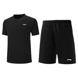 李宁运动套装女士夏季速干短袖短裤T恤跑步羽毛球训练服中考体育