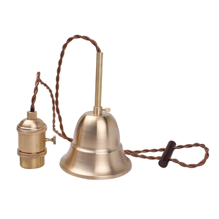 日式纯铜黄铜日式LED吊灯简约北欧复古爱迪生灯泡E27带开关装饰灯