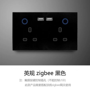 WIFI智能插座13A带开关涂鸦zigbee语音触摸定时开关插座面 147英式