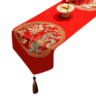 红色结婚桌旗中式婚礼喜字茶几台桌布喜庆电视柜盖布装饰桌布餐桌
