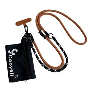 高级感黑棕色手机挂绳带小包旅行迷你收纳零钱包挂件带子挂脖斜挎可背高端防盗绳手腕链钥匙耳机口红女夹片壳