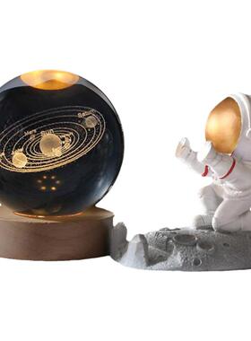 发光水晶球宇航员手机支架小摆件