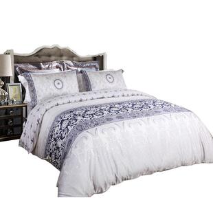 卡撒天娇长绒棉贡缎四件套60支全棉欧式宫廷四件套纯棉1.8米床笠