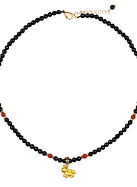 本命年小马吊坠项链玛瑙锁骨链