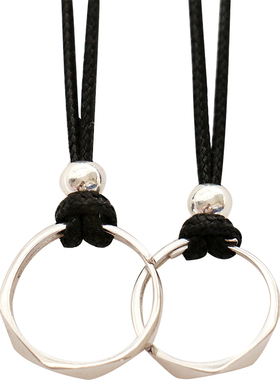 我爱你纯银情侣戒指项链两用款