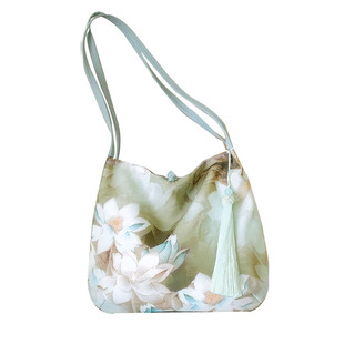 芬芳之品印花布包腋下单肩配旗袍新中式纽扣小包