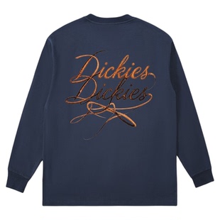 Dickies帝酷适美式重磅纯棉长袖T恤男秋季潮牌宽松印花打底上衣M