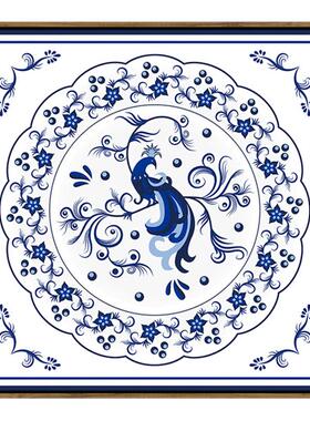壁挂青花瓷花纹明清古典装饰画