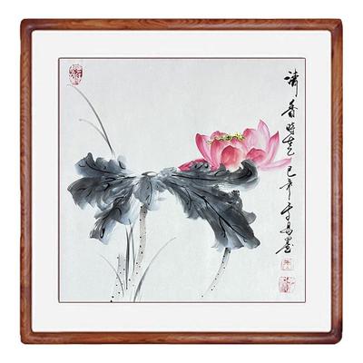 国画荷花手绘客厅玄关装饰画