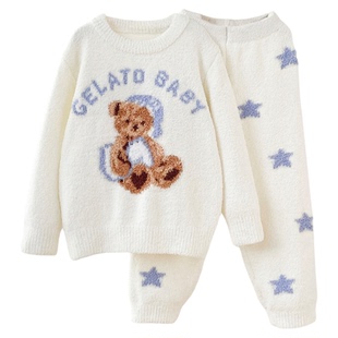 gelato baby半边绒睡衣女宝男秋冬加厚保暖珊瑚绒亲子家居服套装