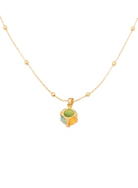 猫眼石魔方项链耳环夏日多巴胺