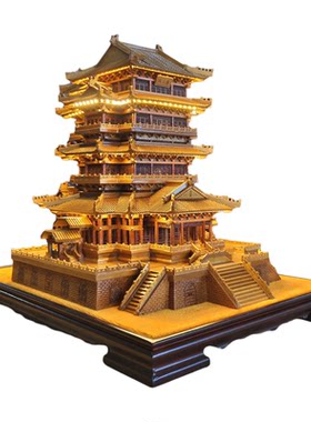 礼品摆件30公分高金丝柚木滕王阁