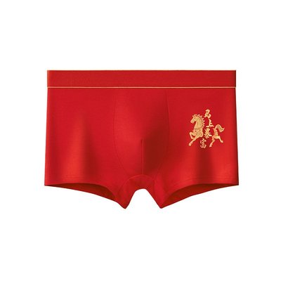 雅鹿鸿运本命年男士内裤纯棉红色