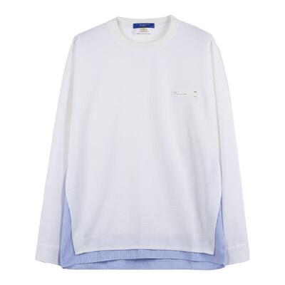 PMET宽松休闲华夫格拼接衬衫T恤