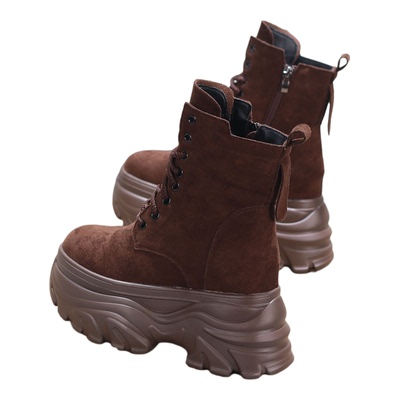 厚底坡跟马丁靴多巴胺绒面短靴