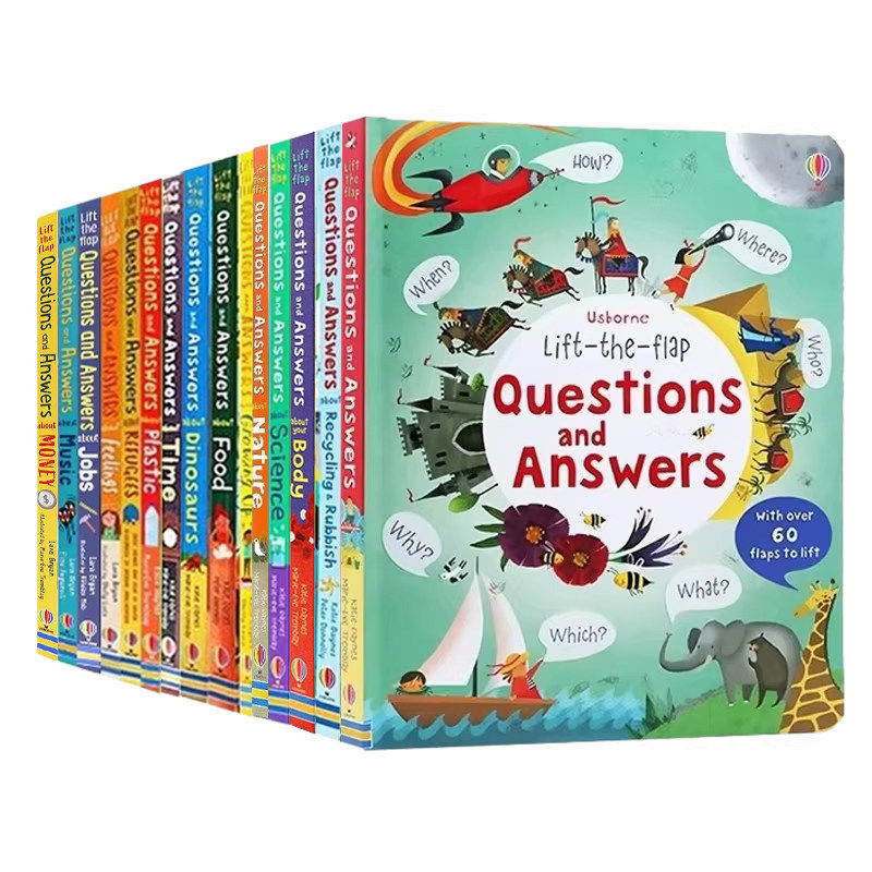 Usborne Questions and Answers 你问我答科学立体翻翻书15册 科普百科精装绘本 恐龙时间食物空间 英文原版绘本 青少年科普书籍