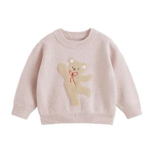 马克珍妮女童萌趣提花仿驼绒毛衣新年红针织衫宝宝秋冬新款551806