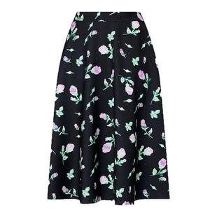 【盈动绽放】珂莱蒂尔夏季优雅碎花高腰A字裙女中长款半身裙