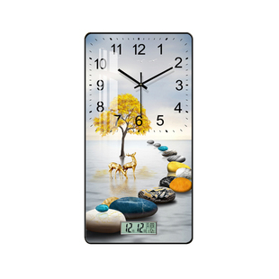 现代简约钟表挂钟客厅时尚静音家用2025新款网红时钟挂墙表带日历