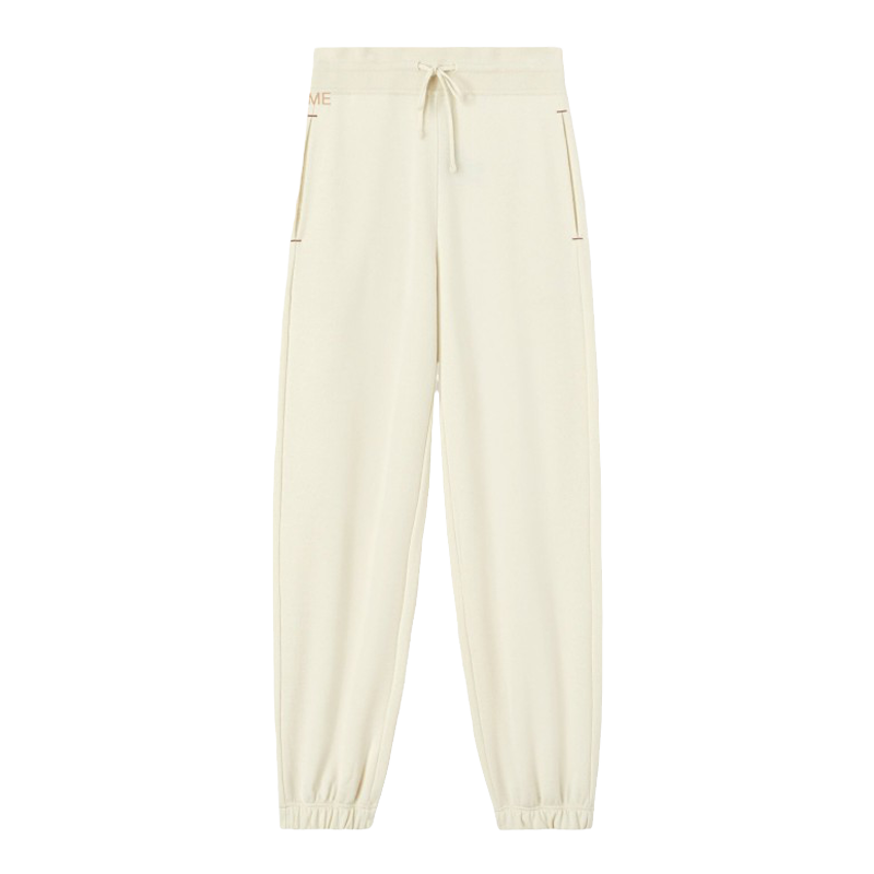 Loro Piana/诺悠翩雅男裤白色羊绒针织抽绳腰部运动裤慢跑裤