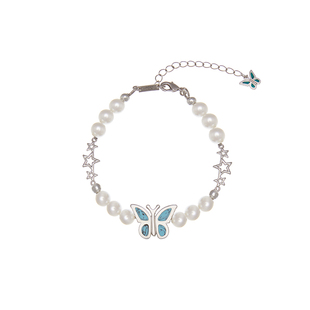 STUGAZI三连星绿松石蝴蝶珍珠手链情侣ins设计感闺蜜气质新潮礼物