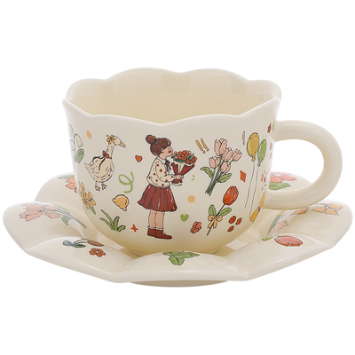 可爱漫画情侣杯咖啡杯碟套装