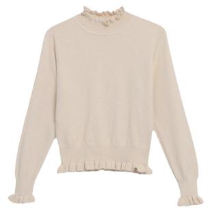 半高领毛衣秋冬新款女装小个子短款洋气收腰上衣木耳边打底针织衫