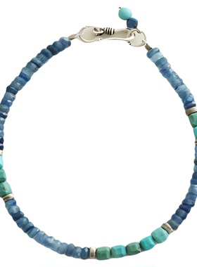 QIANTAO「觅棠」原创新中式天然绿松石蓝晶手链女敦煌风文艺礼物