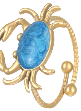 萌趣指尖海洋度假风彩色钛钢戒指