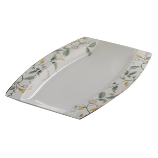 岚汀骨瓷鱼盘日式深鱼盘方形陶瓷餐具家用香榭丽舍陶瓷长条碟盘子