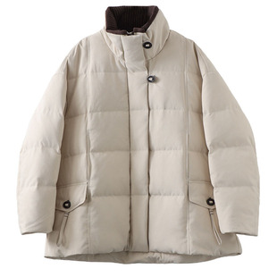 欧洲站中长款羽绒服女款冬季新款韩版90白鸭绒加厚面包服抗寒外套