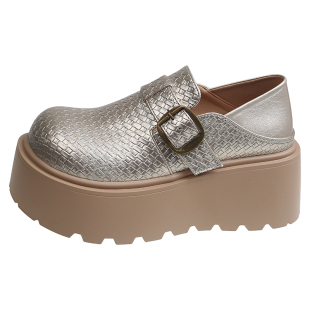 7cm皮面两穿全包勃肯鞋子女春季2026新款松糕厚底增高一脚蹬单鞋