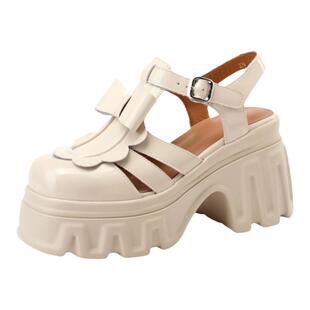 蝴蝶结洛丽塔包头凉鞋女款2026春夏新款真皮百搭松糕底复古罗马鞋