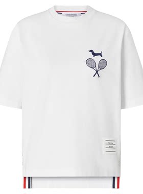 新品女士网球拍印花T恤衫