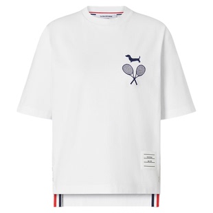 [6期免息]THOM BROWNE 2026新品女士网球拍印花T恤衫