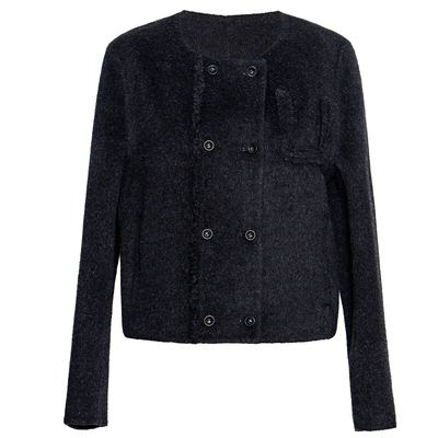 罗衣保暖短款小香风毛呢外套