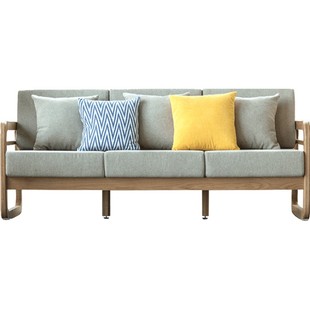 治木工坊全实木单人沙发中式橡木两人位沙发简约客厅家具现货