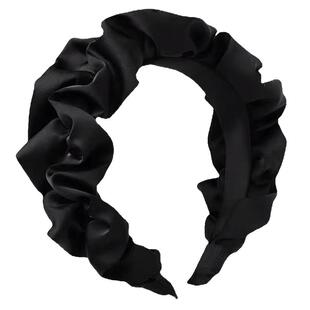 黑色褶皱发箍女高颅顶宽边压发发卡日常网红洗脸防滑头箍发窟头饰
