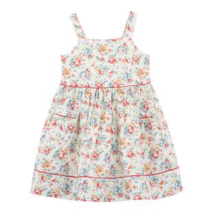 允儿妈女童夏季新款碎花复古连衣裙宝宝洋气公主裙儿童背心裙长裙