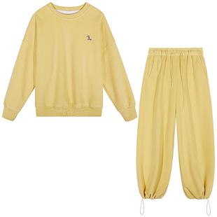 今屿花花 运动套装女2025新款卫衣套装小个子两件套加绒卫衣+卫裤