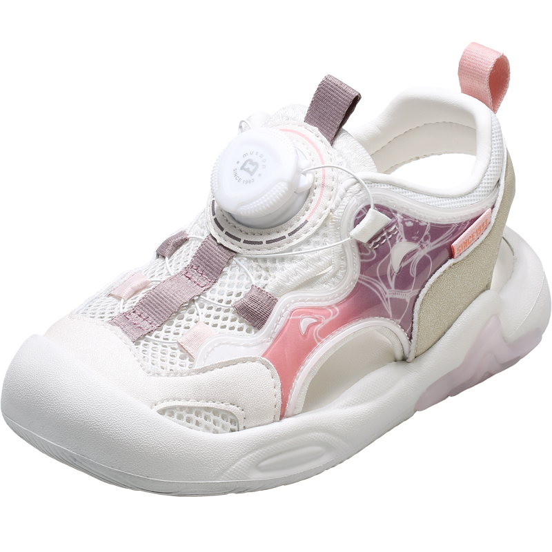 牧童學(xué)步鞋2025夏新款女童軟底防撞涉水涼鞋旋轉(zhuǎn)扣閃燈鞋男童透氣