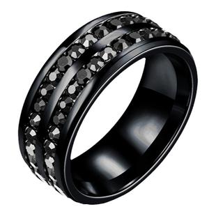 镶钻戒指男轻奢小众情侣对戒满钻钛钢戒指女ins潮牌冷淡风食指环